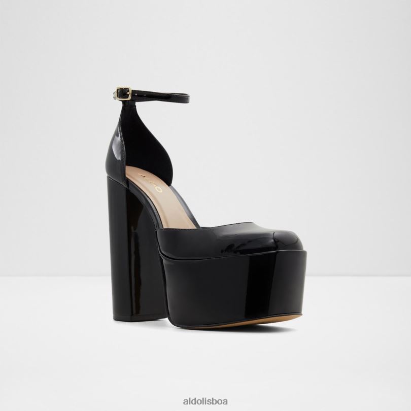 plataforma de sapato de salto alto com alça de tornozelo craybaen da moda preta Portugal mulheres 8LH6R3382